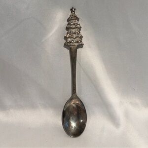 Vintage Silver-plate Serving Spoon Christmas Tree Handle-2/$20